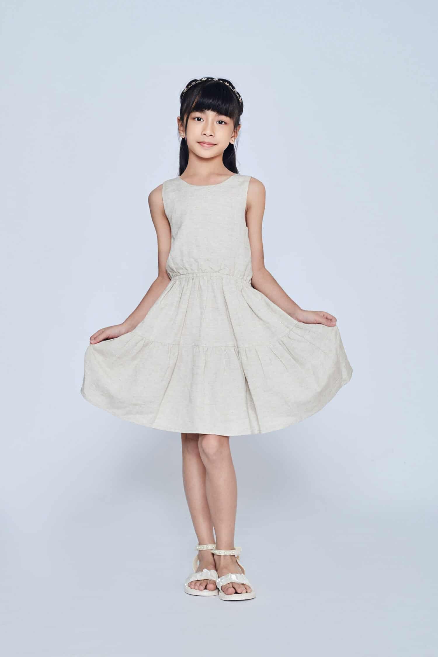 Kids Raylnn Cut-Out Dress in Light Oat