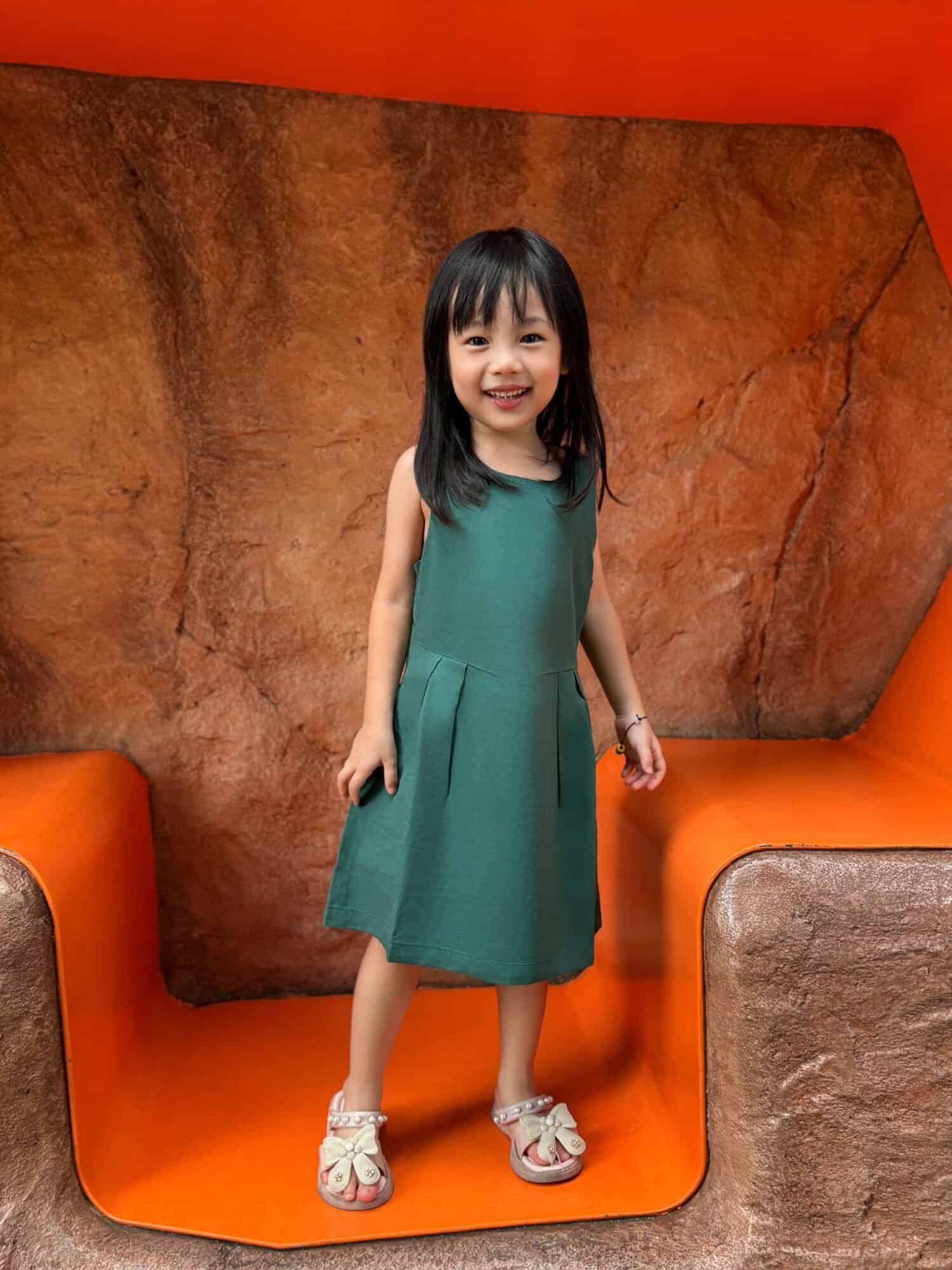 Myrel Pleated Dress in Forest Green